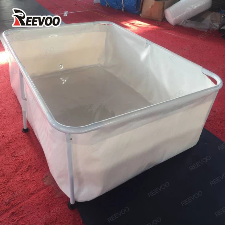 ถังเก็บปลาผ้าใบกันน้ำพลาสติก Pvc เหนือบ่อปลาบนดิน