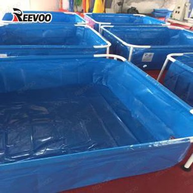 สี่เหลี่ยมผืนผ้า PVC Tarpaulin ตู้ปลาพับได้ Plastic Fish Ponds ถังพับได้